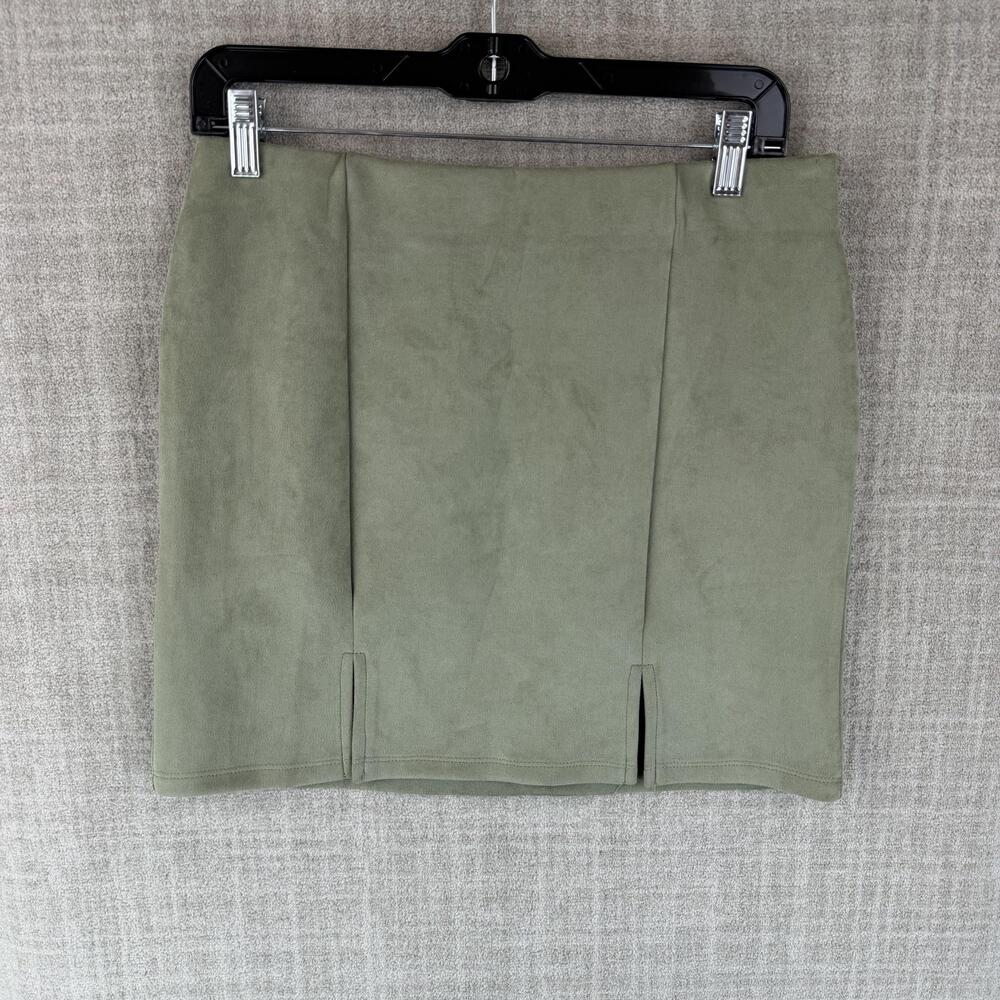 IRIS Skirt Womens L Green Straight & Pencil Short Pull On Stretch Microfiber